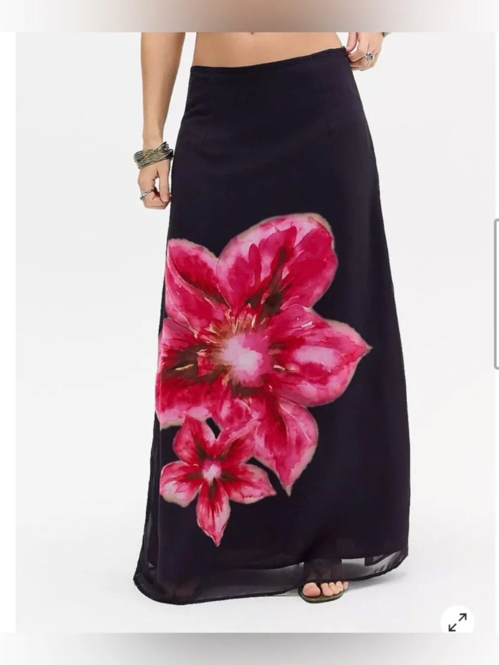 Anthropologie Motel Maxi Skirt Lined Large Flower Print size M